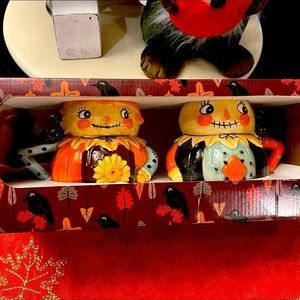 Pumpkin Peep Scarecrow Mug Set/2 by Johanna Parker.